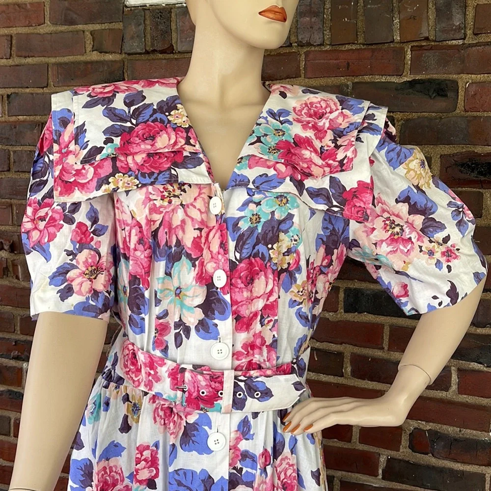 Vintage Cottagecore Floral Button Front Dress
